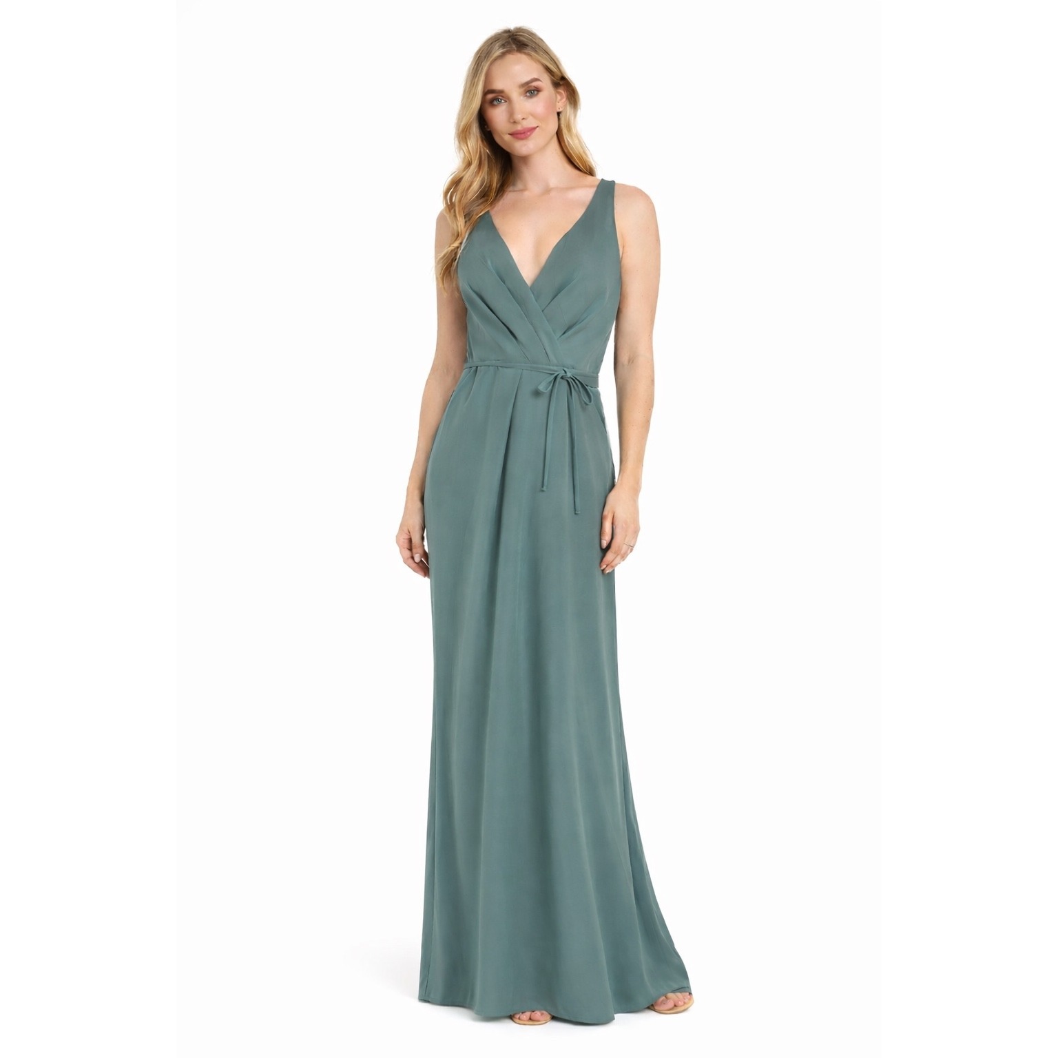 Marchesa Notte Bridesmaids Gown Size 8 In Sage Green V Neck Turin Formal Dress